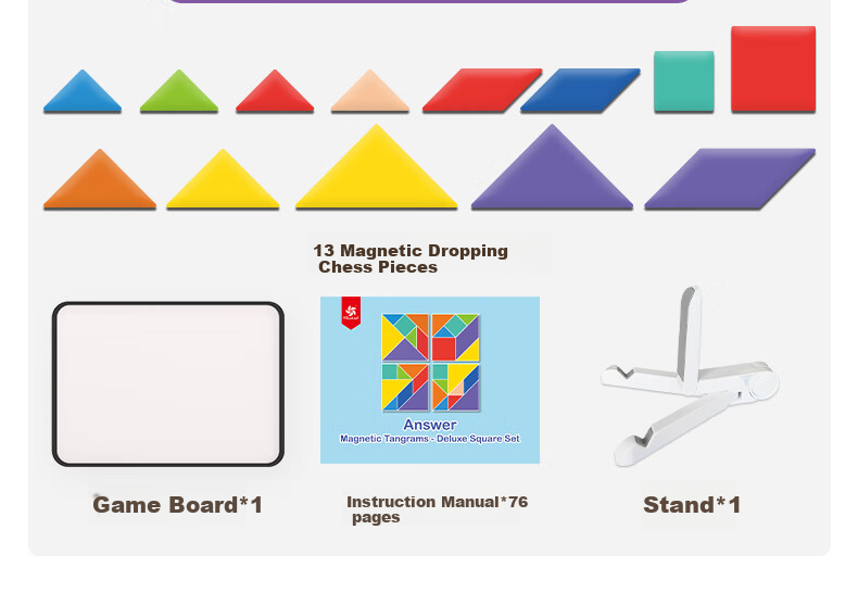 Pinwheel Magnetic Educational Geometric Puzzle Toy for Children Aged 3 to 6, Birthday Gift, Deluxe Tangram Set 21
