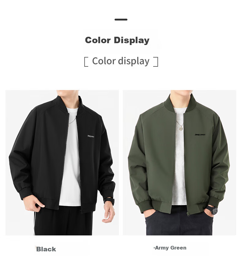 JEEP SPIRIT Men's Jacket for Spring And Autumn, Casual Versatile Jacket, Fashionable Windbreaker with Stand-Up Collar, Windproof Baseball Jacket, Black XL 3