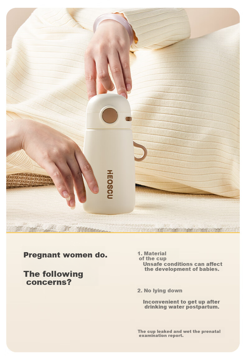 NRMEi Straw Insulated Cup for Pregnant And Postpartum Women, Lying Down Drinking Water, Ladies' 316L Stainless Steel High-Value Student Children's Water Bottle 6