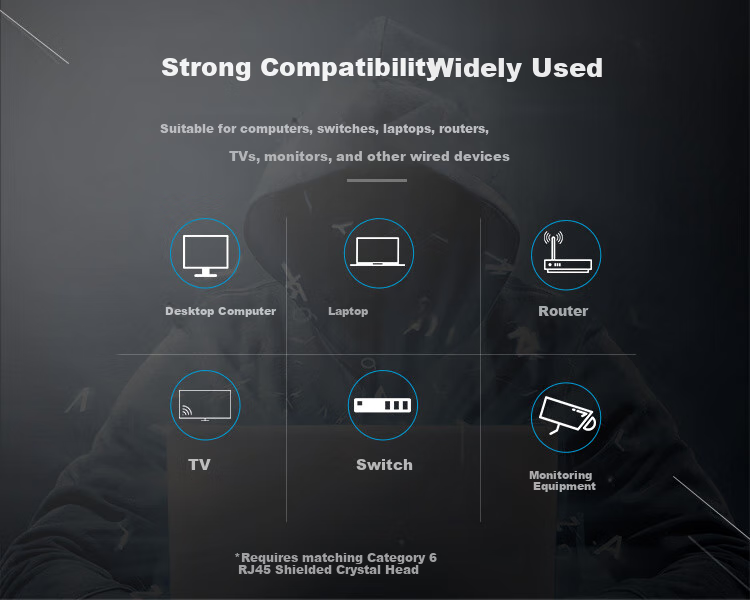 CHOOSEAL (CHOSEAL) Category 7 Double-Shielded Network Cable [Commercial Version], CAT7 Gigabit Engineering Home Installation Broadband Wiring Network Cable, Light Blue 100 Meters, QS2620T100 8