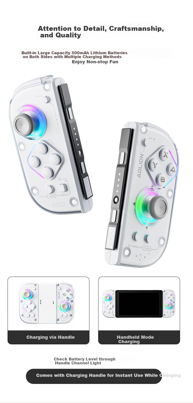 Aolion, J20Pro Joy-Con Detachable Controller for Nintendo Switch, NS2 Wireless Bluetooth Macro Programming Pokemon Mario Party Left And Right Gamepad 13