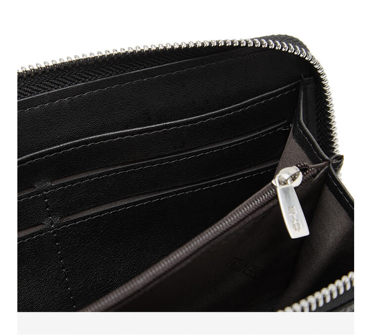 Old Man Head Men's Long Business Vertical Zipper Card Wallet First Layer Cowhide Clutch Money Clip Christmas Gift 9
