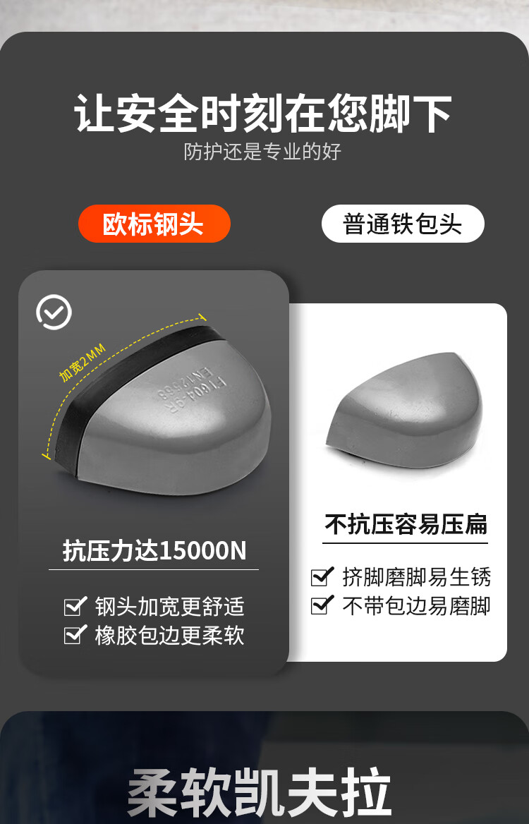 JUNBU Safety Shoes for Men, Summer Breathable Steel Toe Cap Anti-Smashing Anti-Puncture Non-Slip SRA Construction Site Work Shoes 2052 Size 44 3