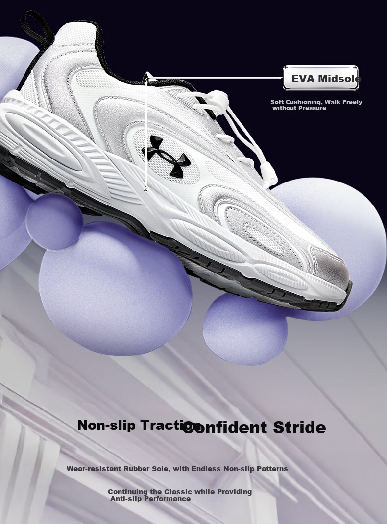 Under Armour Kids Casual Shoes Autumn New Breathable Strap Unisex Retro Sports Casual Shoes 2531677 5