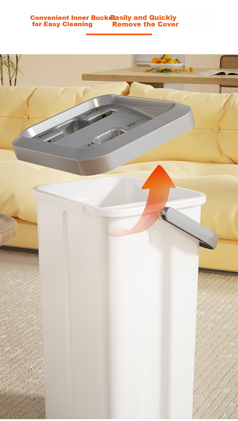 Dongfangliangjie Household Mop, All-In Cleaning, Scraper Plate Mop, Extra Large 50cm Scraper Plate with Bucket, Hands-Free Mop, Floor Cloth 15