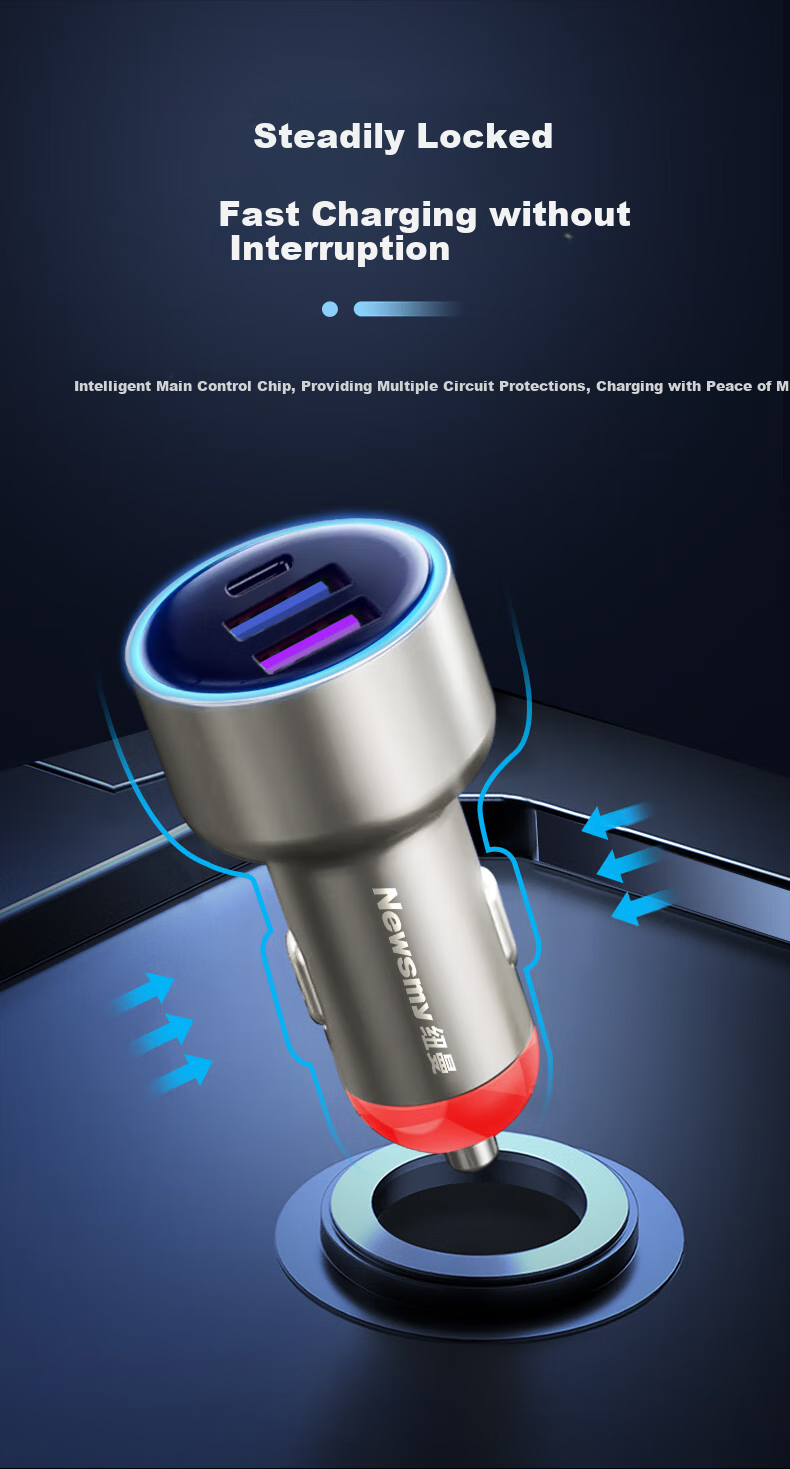 Newsmy 66W/100W Car Charger, Super Fast Charging Cigarette Lighter Adapter, Dual USB Ports [100/66W+PD45W] 12
