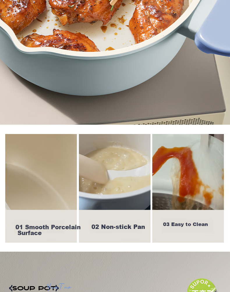SUPOR Titanium-Containing Non-Stick Soup Pot 24cm Milk Pot for Stewing Meat And Making Soups Compatible with Induction Cooker And Gas Stove ET24LBN02 9