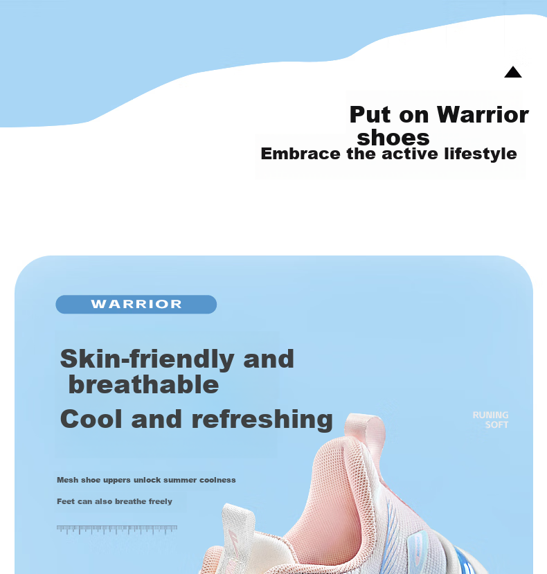 Warrior Official Sports Shoes for Women, Summer New Style Breathable Soft-Soled Thick-Bottomed Casual Shoes for Women, 1611 White Blue Pink, Size 39 7
