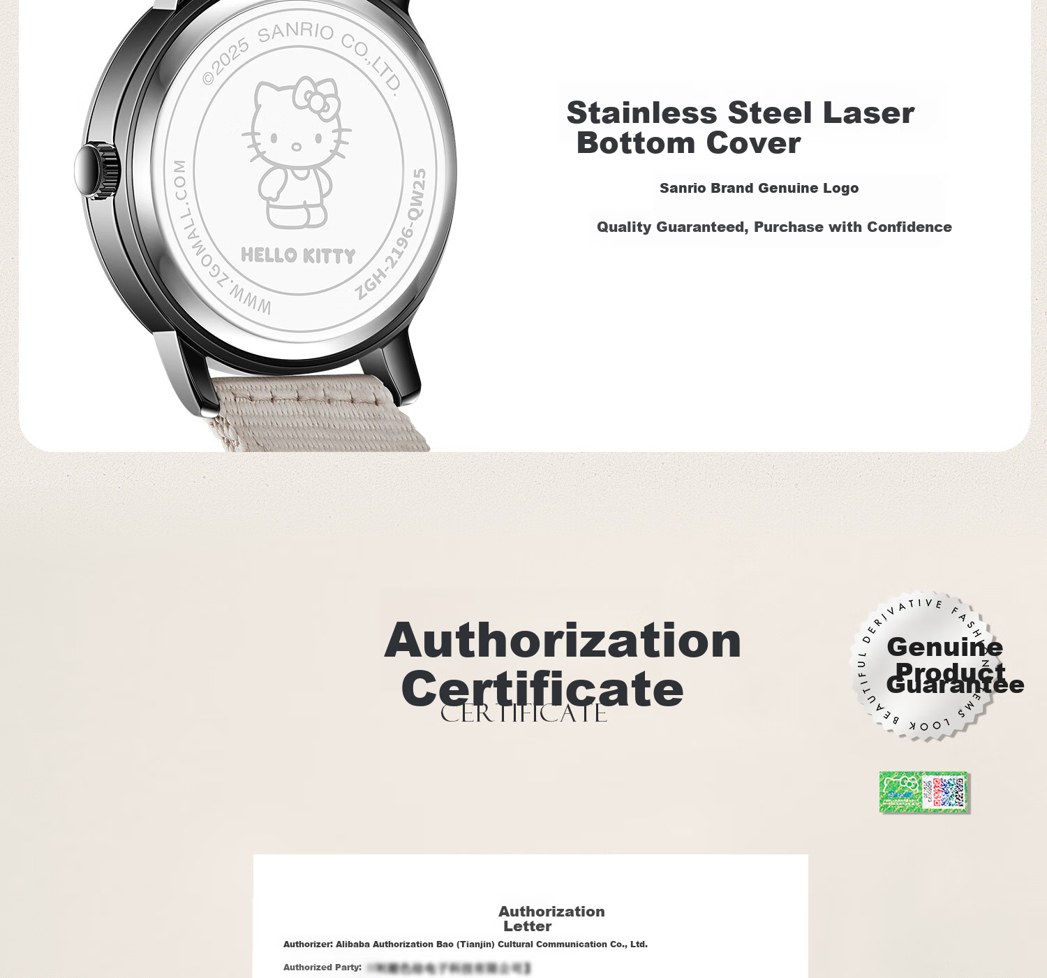 Hello Kitty Watch for Female Students, Specialized for Middle School And High School Exams, Retro Canvas Strap Quartz Watch, Sanrio Birthday Gift 23