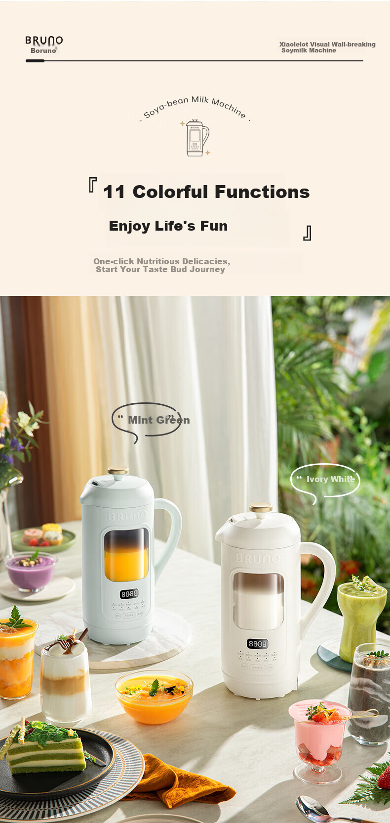BRUNO Fifth Generation Soy Milk Maker And Blender with Visible Window, Compact Automatic Home Use Juicer Machine without Cooking Or Filtering, White DJ05 [Annual Bestseller] 9