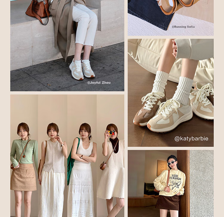 KISS CAT Ququeide Training Shoes, Forrest Gump Shoes, Thick-Soled Training Shoes, White Sneakers for Women KA64150-54, Oatmeal Color, Size 37 8