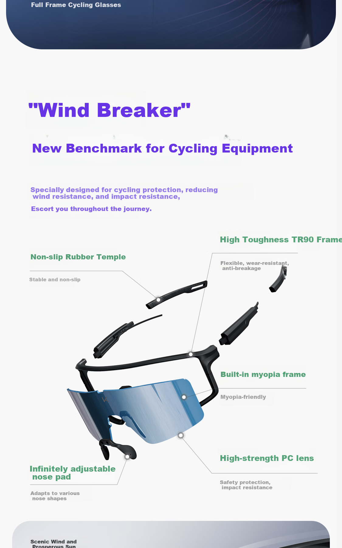 Keep Full-Frame Cycling Glasses, Black Frame, Anti-Slip, Windproof, Dustproof, Wind-Guiding, Drag-Reducing, White Frame, Coated with Red Lens 2