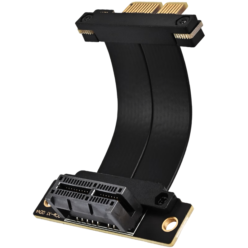 NVV PCI-E 4.0 Extension Cable PCIe X1 Network Card Expansion GEN4 Adapter DMA Connection Cable 10cm Black 90-Degree Right Angle