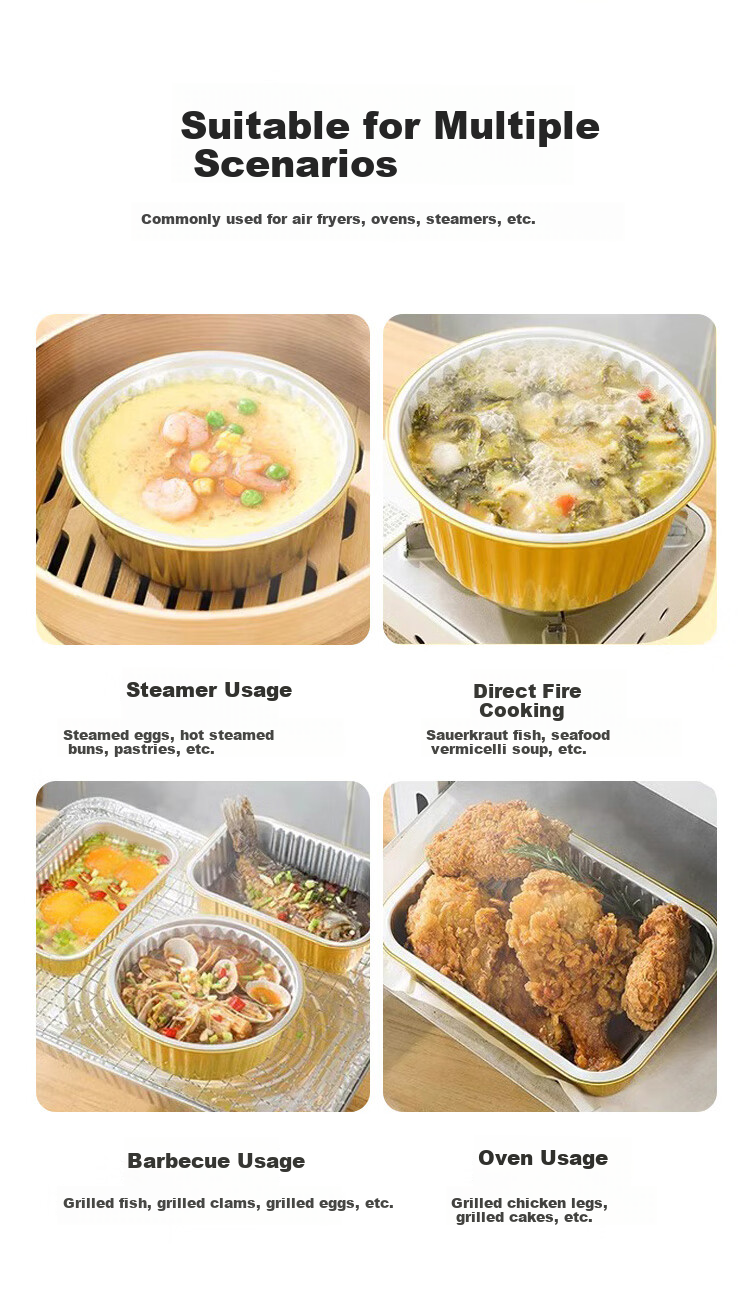 Maxcook Air Fryer Aluminum Foil Trays, Aluminum Foil Plates Bowls Baking Pans for Baking Barbecue Hot Pot Disposable with Lid 5 Pieces MCPJ6613 9
