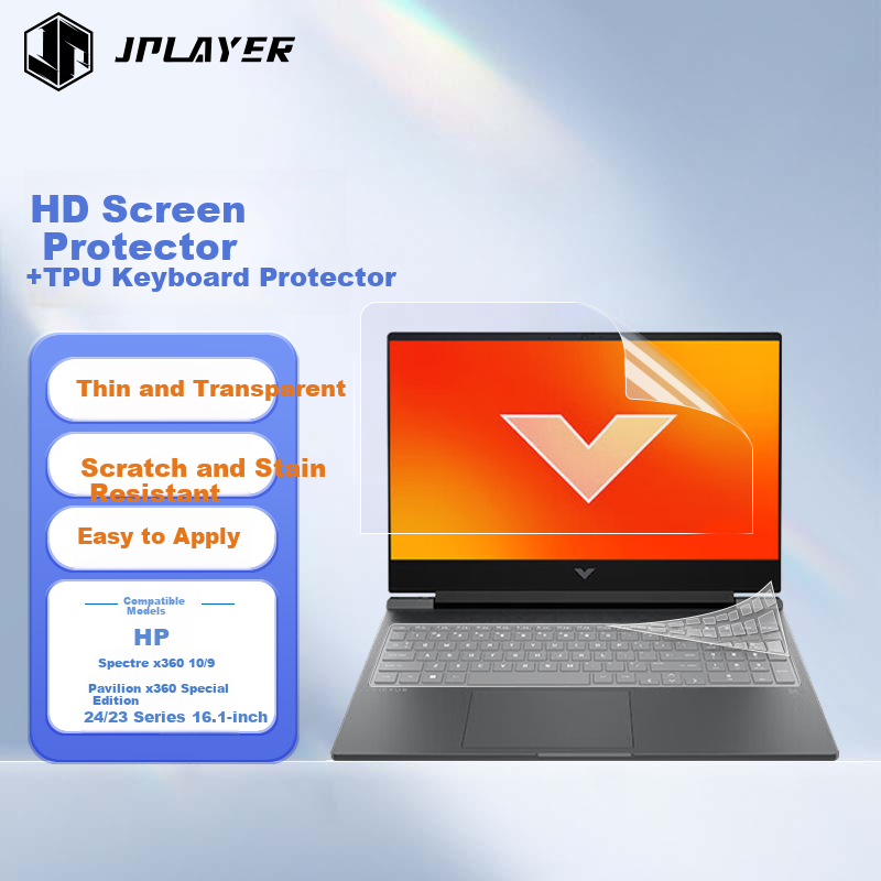 JPLAYER Keyboard And Screen Protector Set for HP Shadow Elf 9, Shadow Elf Enjoyment Edition, 2024/2023 Model 15.6-Inch Laptop, Easy to Apply, Anti-Scratch