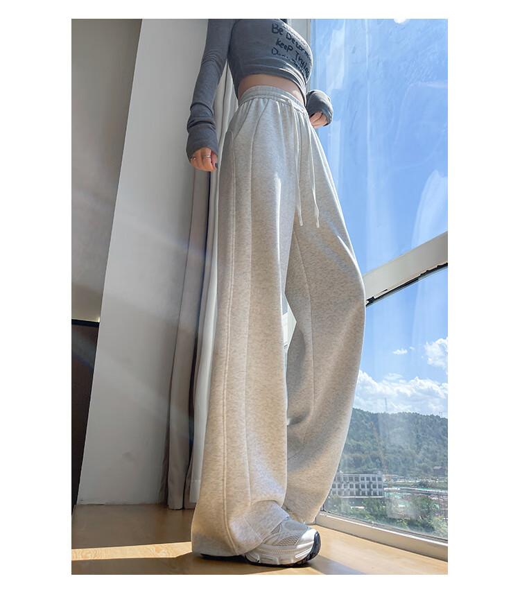 Free Style Wide-Leg Pants for Women Spring New Sports Sweatpants High Waist Slim Loose Draped Straight Casual Trousers 29