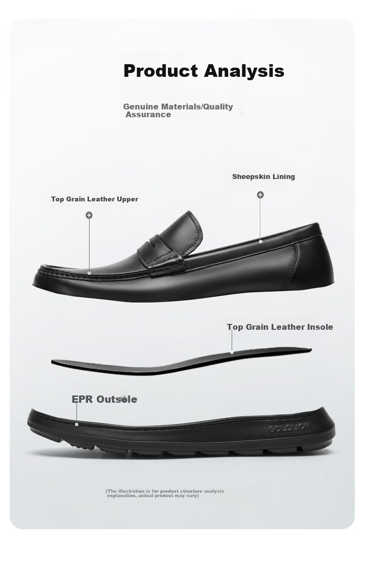 Goldlion Men's Shoes, Business Leather Shoes for Men, Lightweight Comfortable Wear-Resistant Loafers G521510417AAB Black Size 44 6