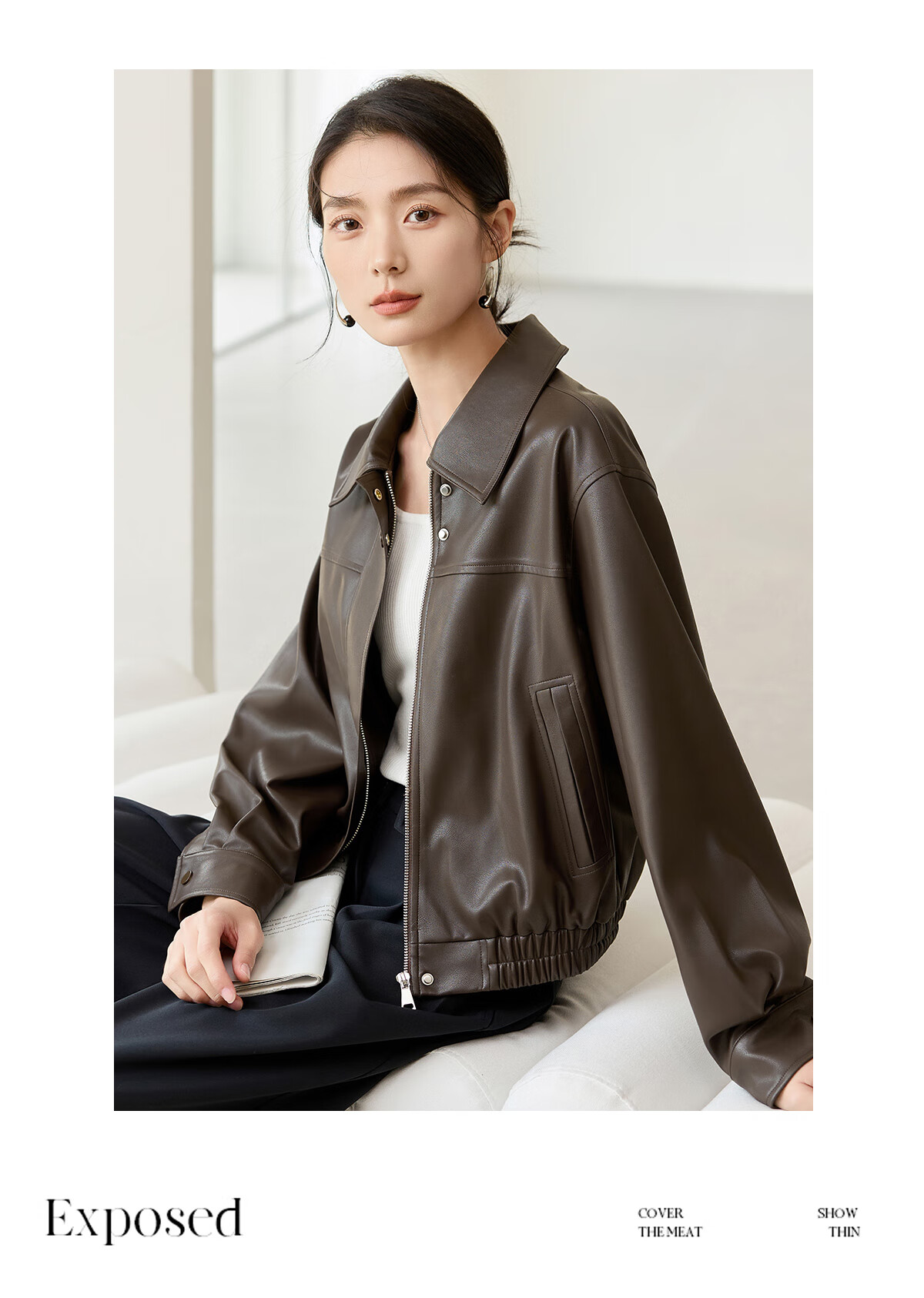 Chushen Melard Women's Short Jacket American Retro PU Leather Jacket S51D005 14