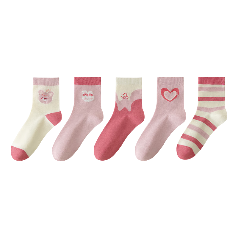 MiiOW Kids 100% Cotton Girls' Autumn Winter Odor-Resistant Mid-Calf Casual Socks Cute Baby Developmental Socks