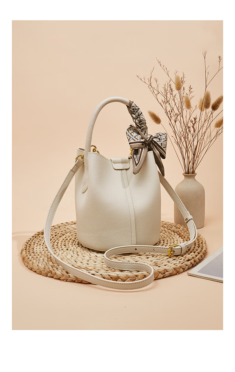 FOXER Genuine Cowhide Women's Large Capacity Bucket Bag Handbag Shoulder Crossbody Bag Christmas Gift for Girlfriend 5