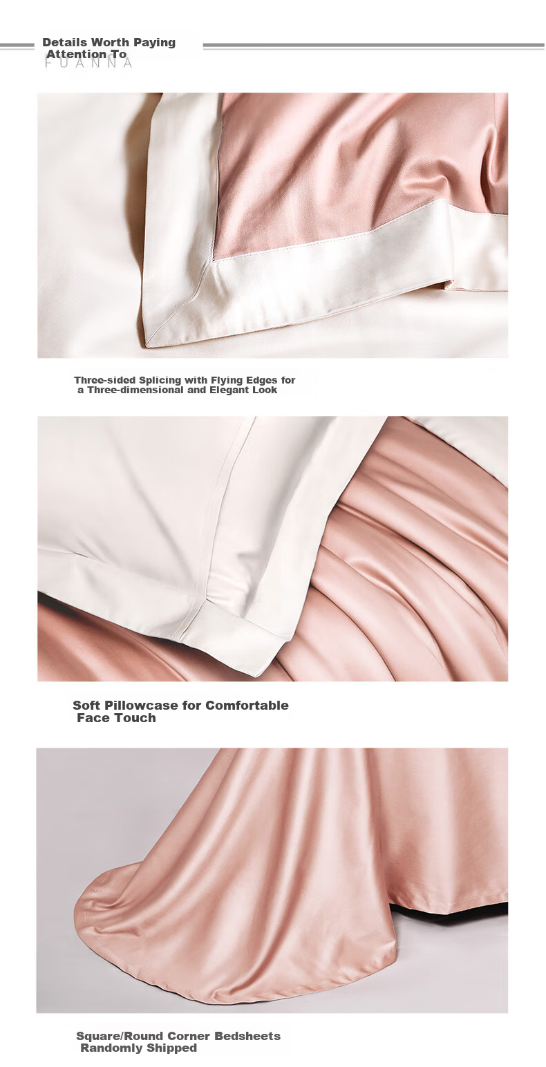 Fuanna Home Textiles 100-Thread Count Long-Staple Cotton Four-Piece Set Hotel Luxury High-Count High-Density Pure Cotton Bedding Sheet Quilt Cover 1.5m 6