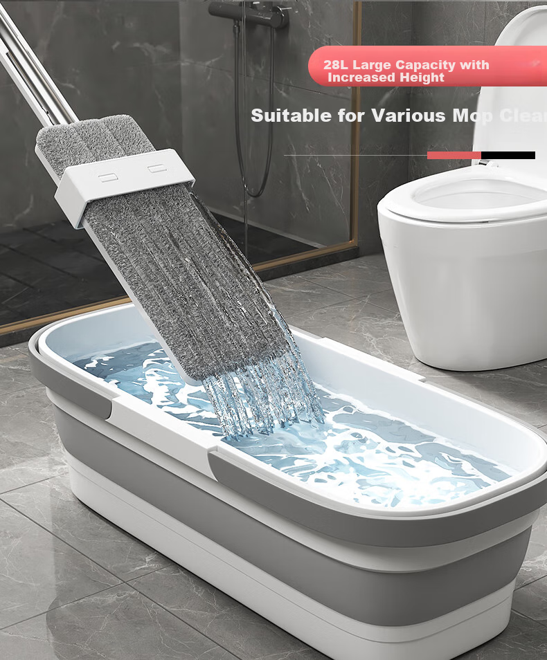 Dongfangliangjie Mop, Household All-In No-Hand Flat Mop with Scraper Bucket, Aluminum Alloy Plate, Enlarged to 50cm, Floor Cleaning Wonder Tool 2