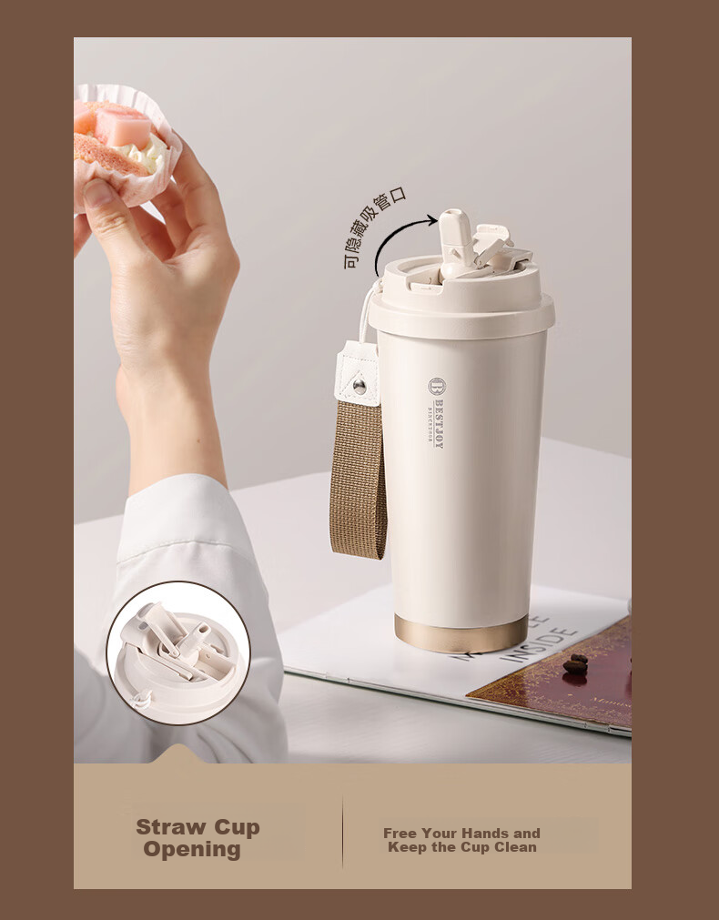 FUGURNG BESTJOY Insulated Mug Coffee Cup 316L Stainless Steel Portable Car Cup for Men And Women, Hope 520ml 5