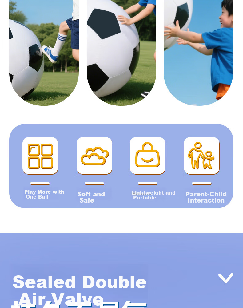 Bailishuang Inflatable Large Soccer Ball, Outdoor Toy, Parent-Child Interactive World Cup Ball, Giant Beach Ball, 80cm with Pump 3