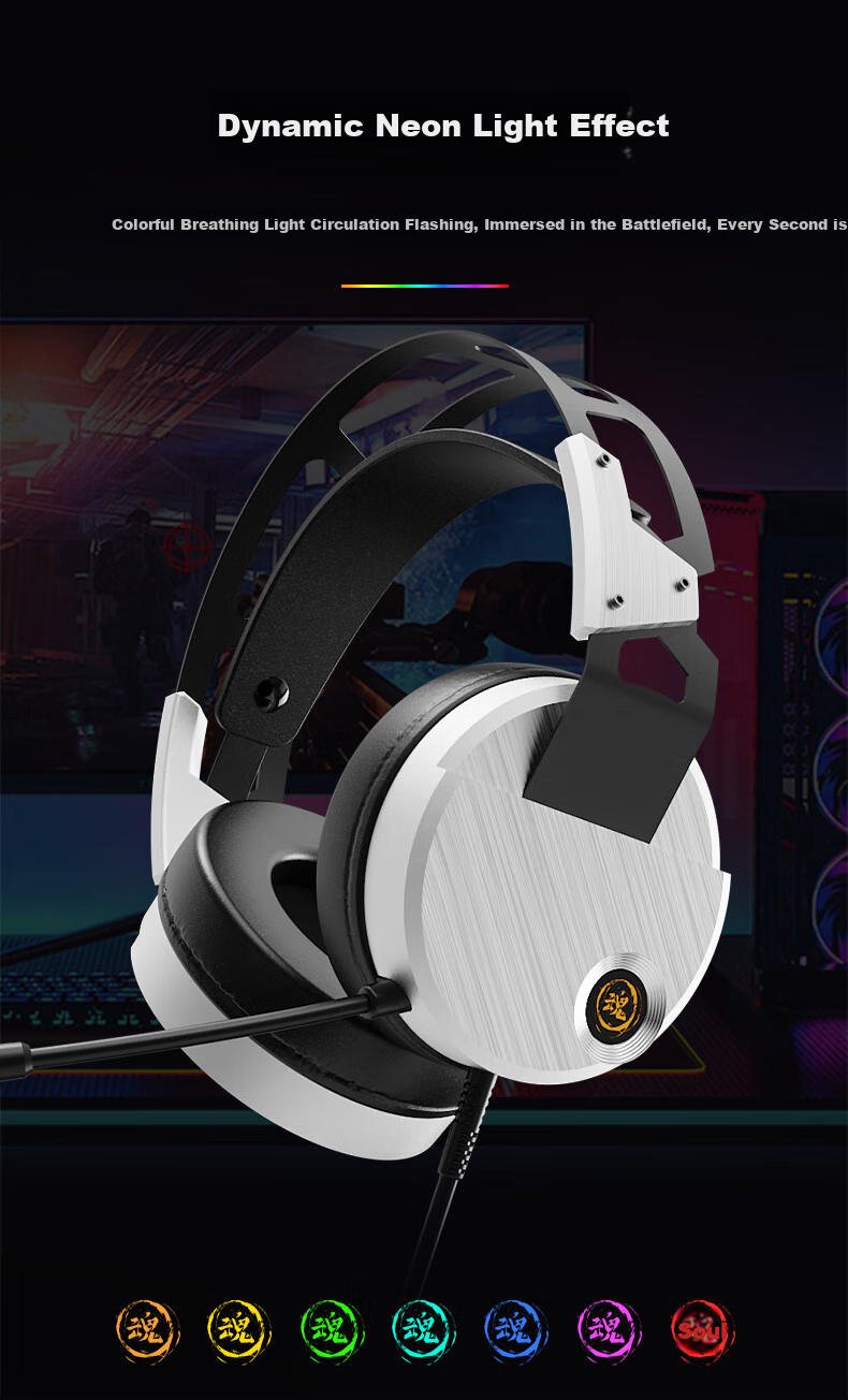 MECHREVO Gaming Headset with Microphone, USB Virtual 7.1 Channel, Wired Computer Noise-Cancelling Headphones, for CSGO, Valorant, PUBG, Delta Force, Headset 7