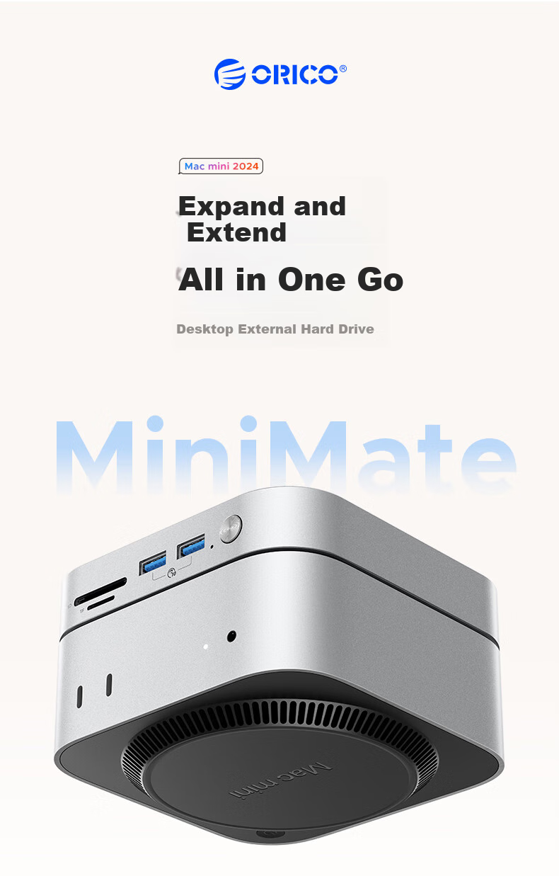 ORICO 8TB Portable SSD Compatible with Mac Mini M6/M4, Expansion Dock MiniMate External Hard Drive, 40Gbps High-Speed Storage, Heat Dissipation Base M4Ultra 2