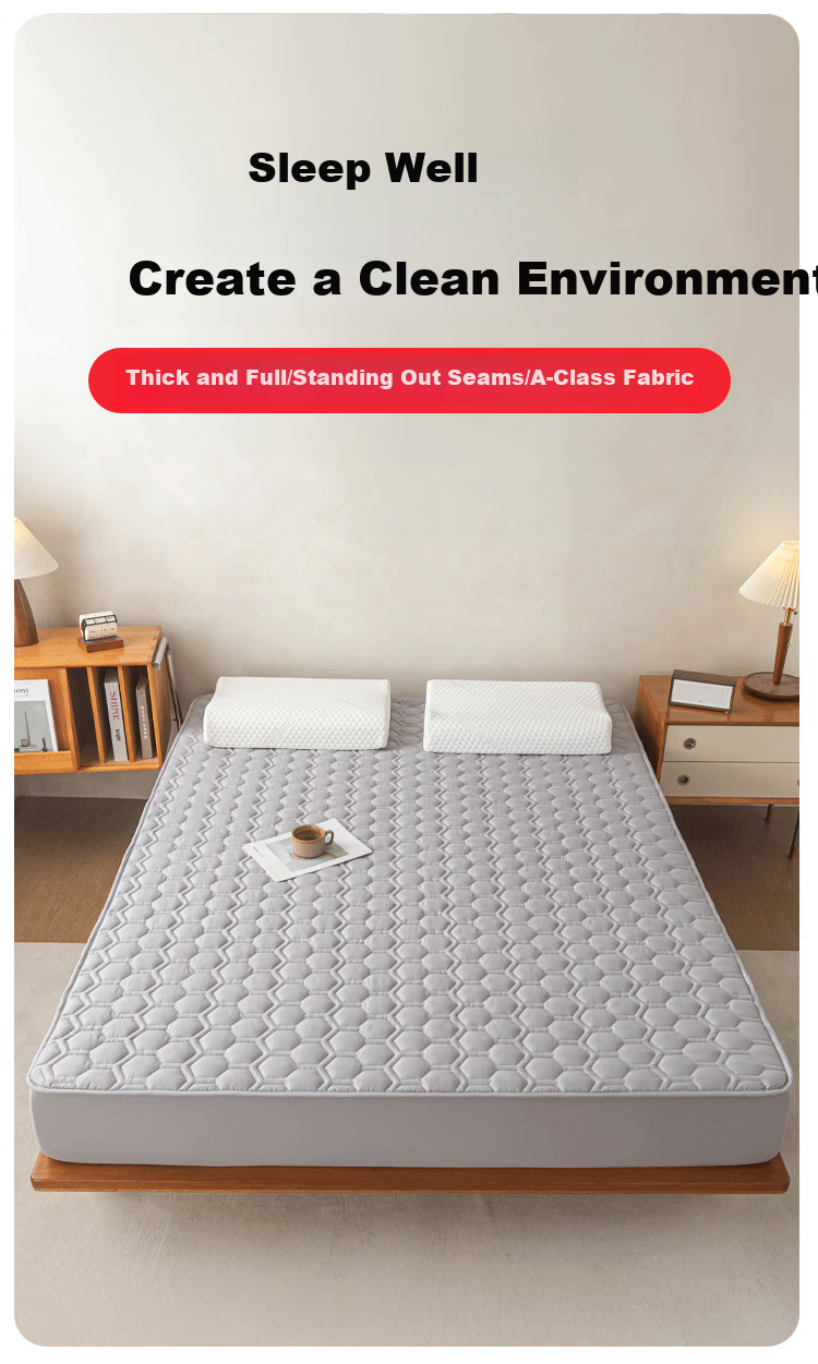 MINISO Skin-Friendly Embroidered Quilted Fitted Sheet for 1.5x2 Meter Bed, Full Coverage Mattress Protector Cover 1