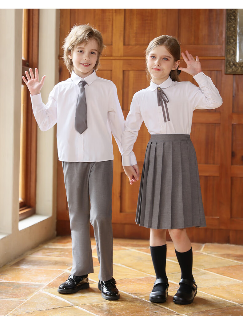 Yinuofang Children's Performance Costume Set Boys' Shirt Suit Girls' Pleated Skirt Spring Autumn New 5