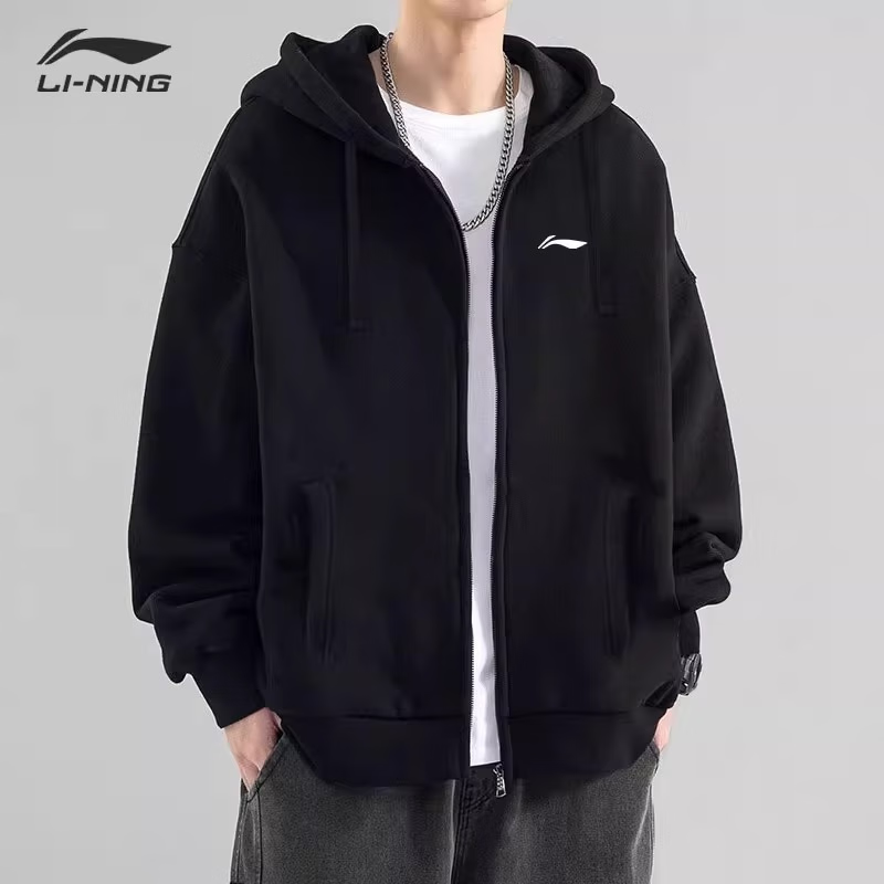 Li-Ning Men's Jacket Spring Autumn Winter New Hooded Sweatshirt Loose Casual Long Sleeve Versatile Sports Zip-up Top