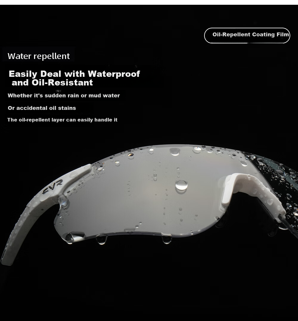 EVR Cycling Glasses with Transparent Smart Photochromic Lenses + Black And White Temple Arms 10