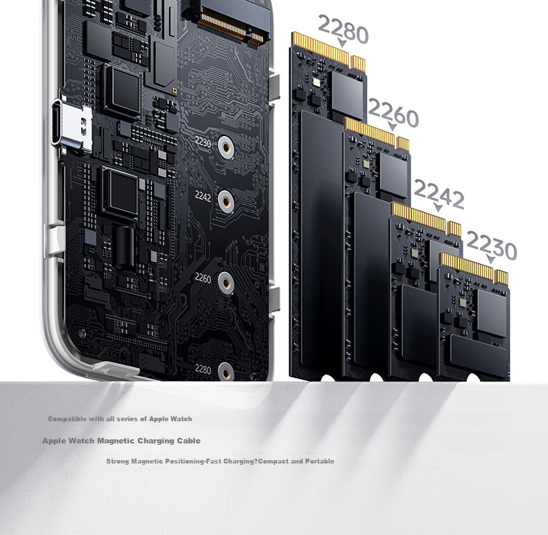 UGREEN Magnetic Hard Drive Enclosure 2230/2280 M.2 NVMe Portable SSD Enclosure Compatible with IPhone 17 Pro, Laptop MacBook External SSD Expansio 20