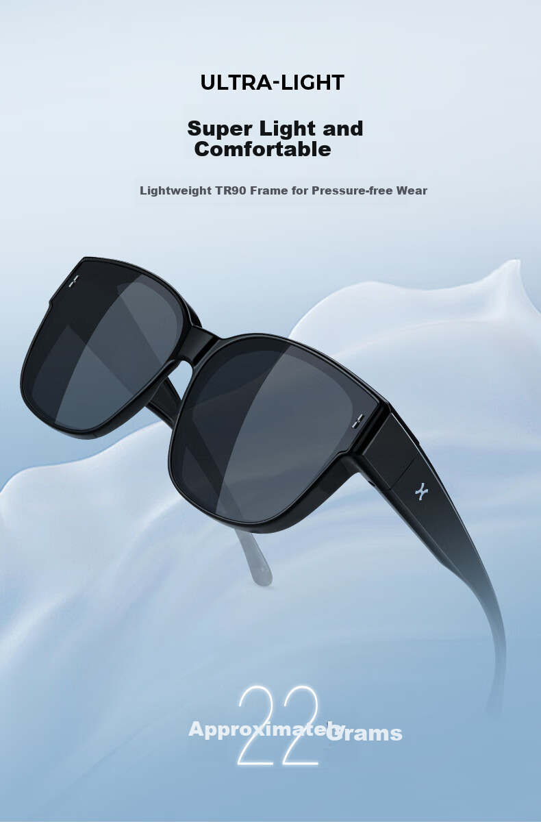 LOHO Polarized Sunglasses for Women And Men with Prescription Lenses, UV Protection, Driving Glasses, Transparent Gray 2