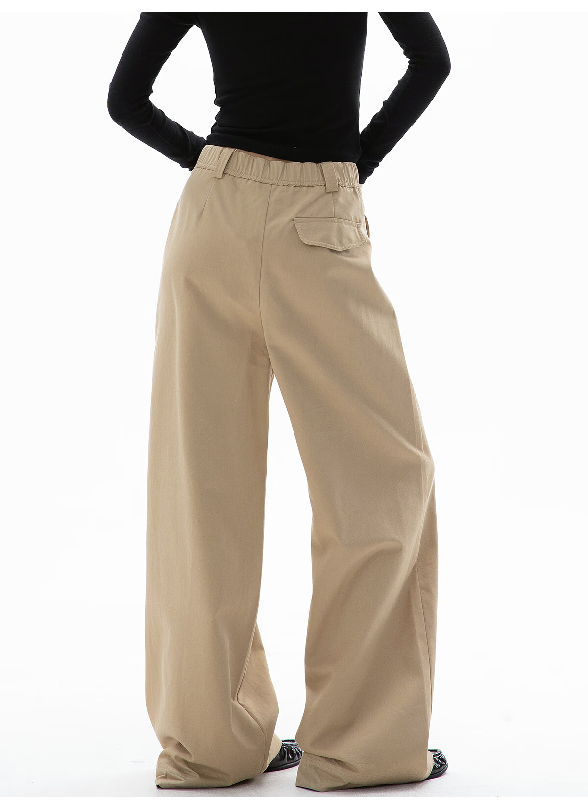 ICH MODE Women's American Style Straight-Leg Dress Pants Autumn Winter New Loose Wide-Leg Suit Trousers Casual Khaki Pants Khaki M 15