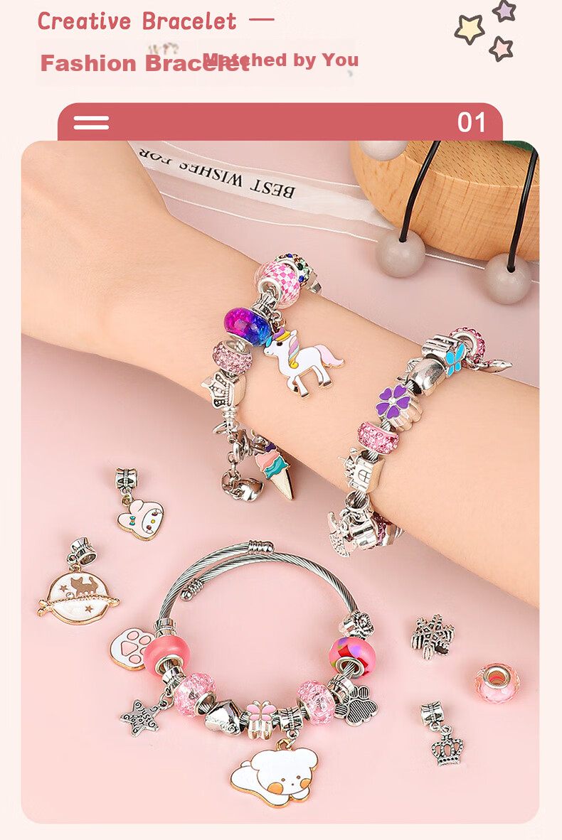 TAOTAOTIANCAI Girls' Birthday Gift, Pretend Play Toys for 7-14 Year Old Girls, Beading Bracelet Making Kit with Jewelry Box for Children 3-6 2