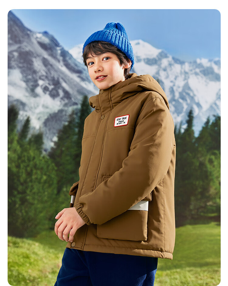 Balabala Boys' Cotton Padded Jacket Kids' Coat 2025 Autumn Winter Fleece Lined Thermal Warm Clothing Trend 208425106101 6