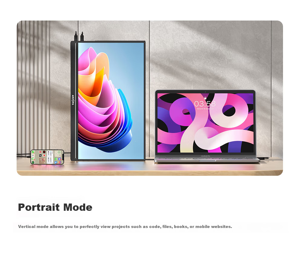 ARZOPA A Zhuopa 16.1-Inch 2.5K 180Hz High Color Gamut Portable Monitor, Laptop And Smartphone Secondary Screen, Switch PS5/4 Display Z3FC 10