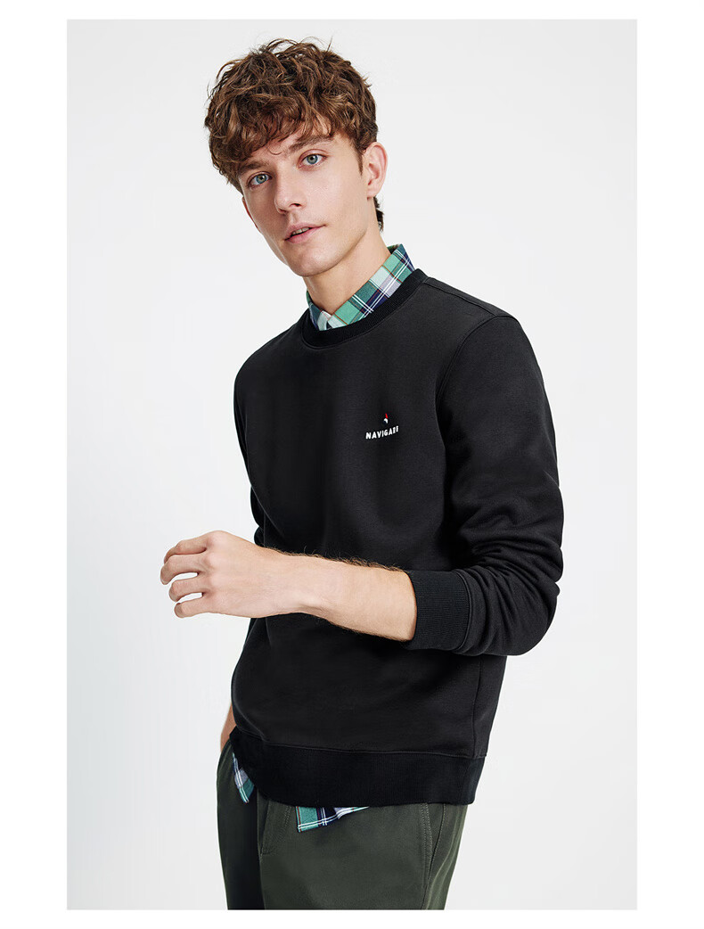Navigare Small Sailboat Solid Basic Versatile Pullover Men's Fleece Lined Warm Sweatshirt 1135805301 27