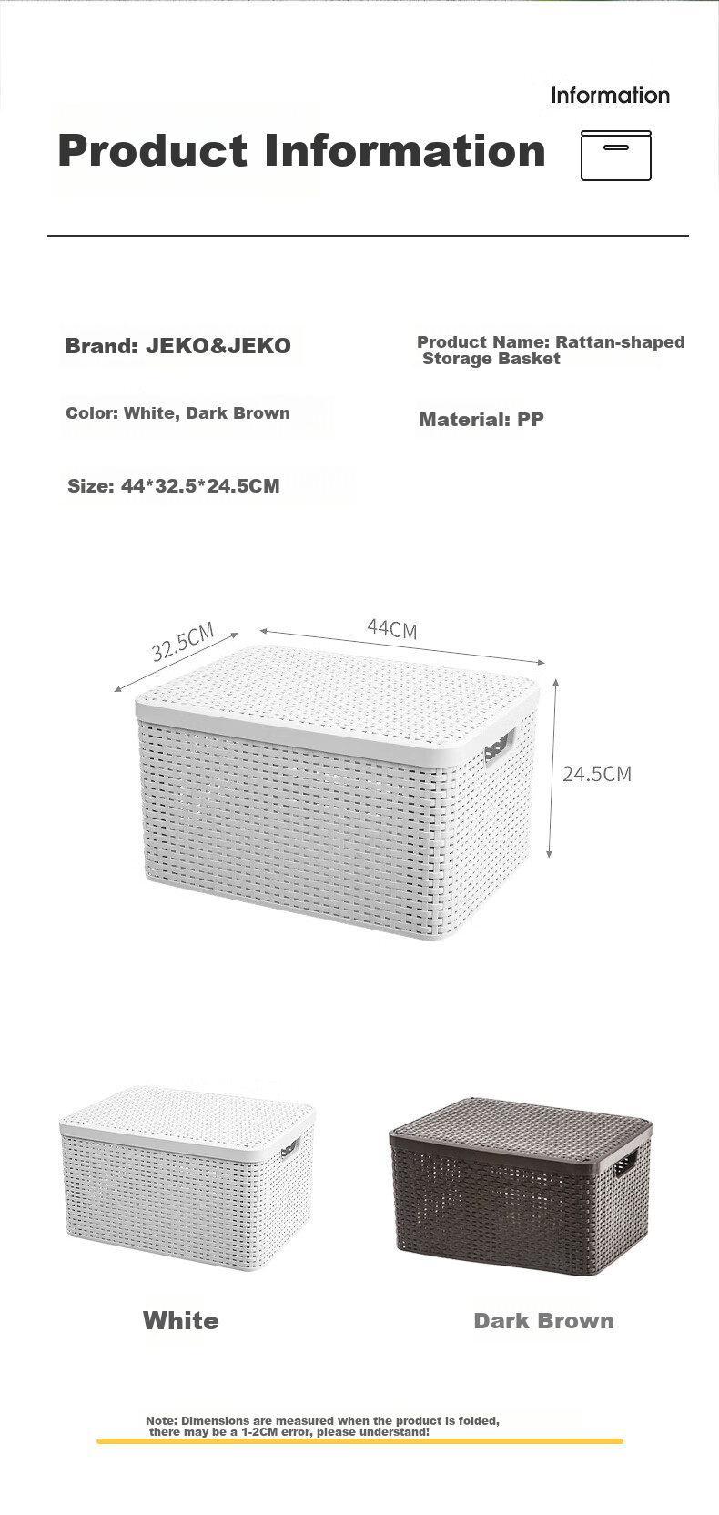 JEKO&JEKO Storage Basket, Clothes Organizer, Laundry Hamper, Rattan-Like Storage Box, Sorting Container, Storage Bin, Storage Box, Cream White Color 8
