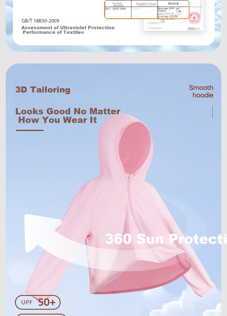 Baleno [UPF50+/Cooling] Girls' Sun Protection Clothing, Summer 2026, Lightweight Skin Coat for Older Girls, Children's Hooded Jacket 3