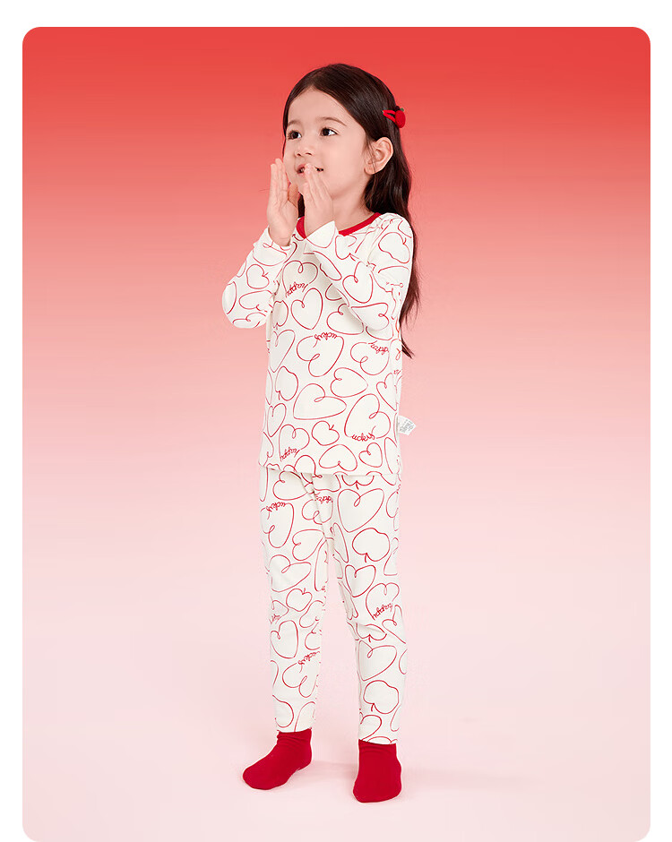 Balabala Kids Children's Underwear Set Girls 2026 New Spring Red Pajamas Sleepwear Baby Autumn Clothes New Year 7