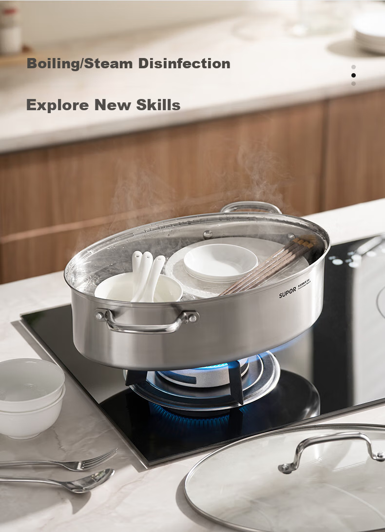 SUPOR 304 Stainless Steel Multi-Purpose Steaming Pot, 6.3L Deep Large Capacity, Visible Lid, Suitable for Open Flame And Electric Ceramic Stoves 7