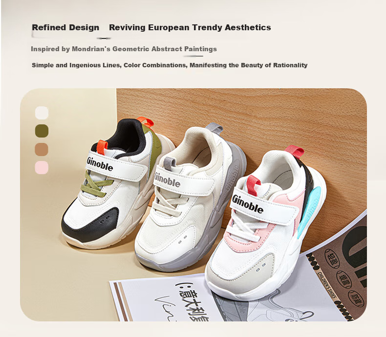 Ginoble Toddler Shoes, 18 Months to 5 Years Old, Spring 2025, Retro Children's Shoes for Boys And Girls, Spring And Autumn Style GW1698, Bright White/pink 3