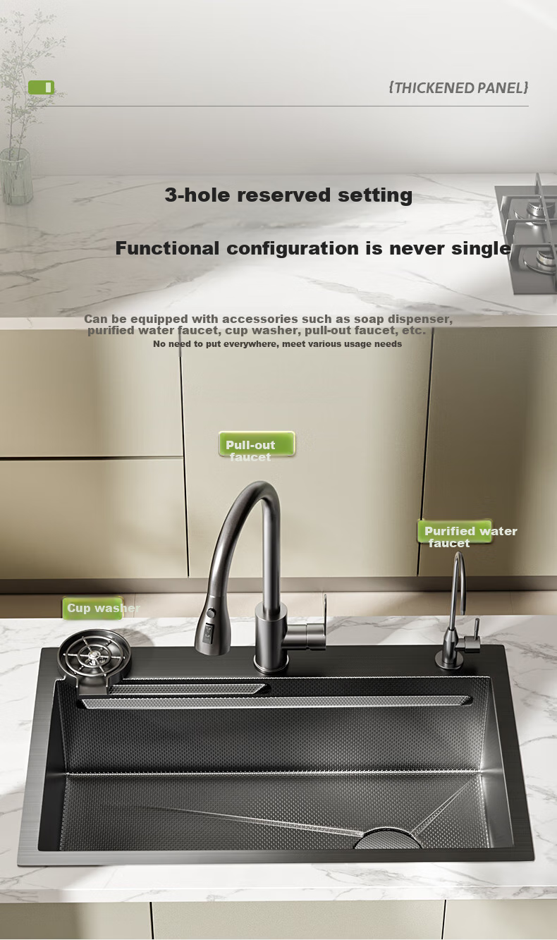 MJONI [15% Refreshing Subsidy] Kitchen Sink Large Single Basin, Vegetable Washing Sink Integrated Basin, 304 Stainless Steel Dishwashing Sink 8