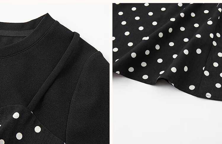 Demana Romantic Polka Summer Faux Two-Piece Spliced Polka Dot Chiffon Short Sleeve Waist Cinched Pleated Women's Dress 4