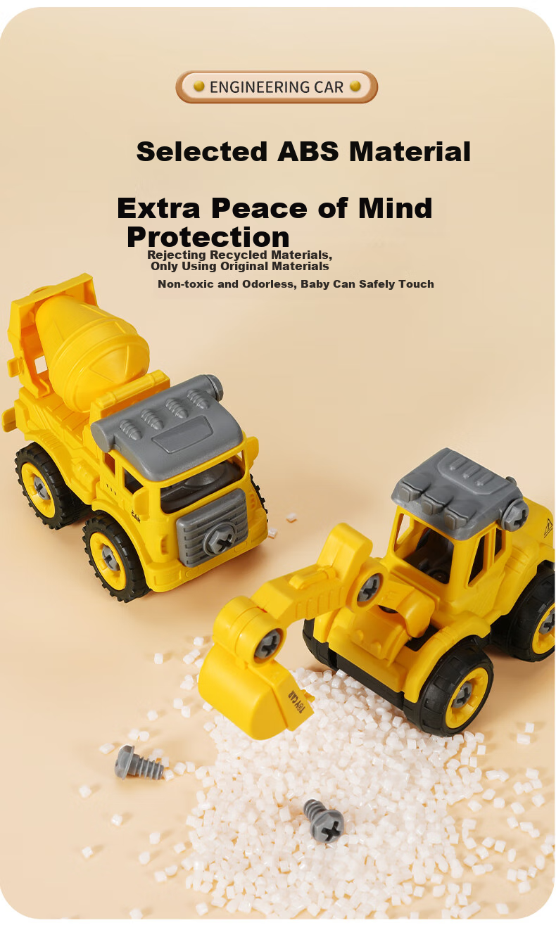 Anby Families Children's Excavator Toy Set for Boys And Girls Ages 3-6, Engineering DIY Inertia Car Model, Birthday Gift 10