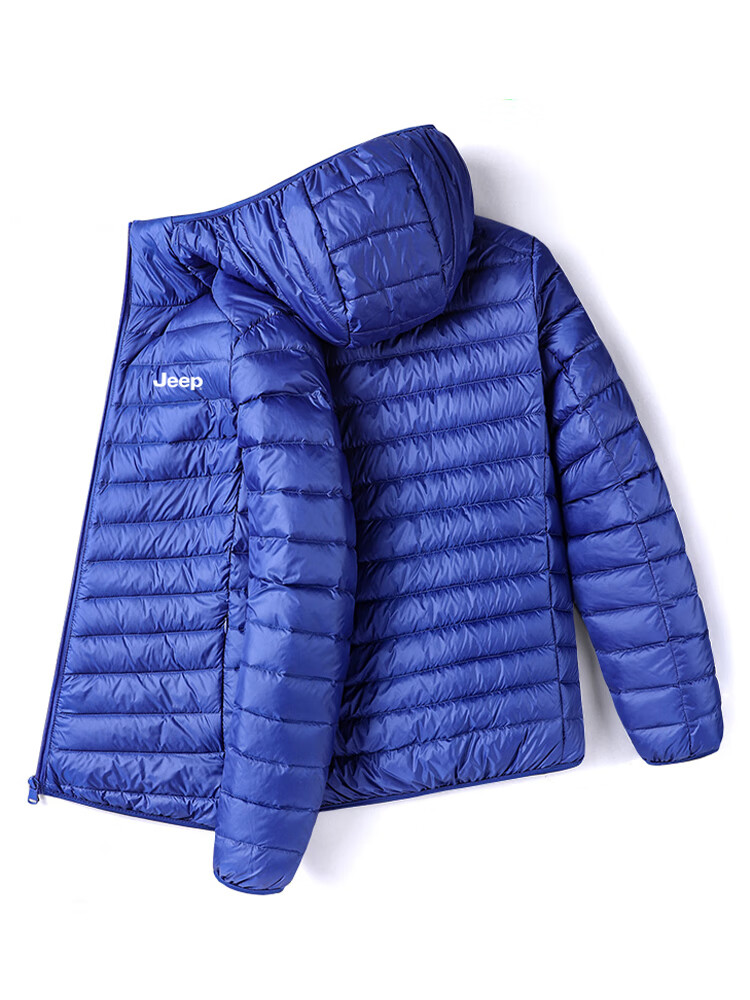 JEEP Men's Autumn Winter Hooded Lightweight Warm Outdoor Sports Versatile Down Jacket Navy Blue L 11